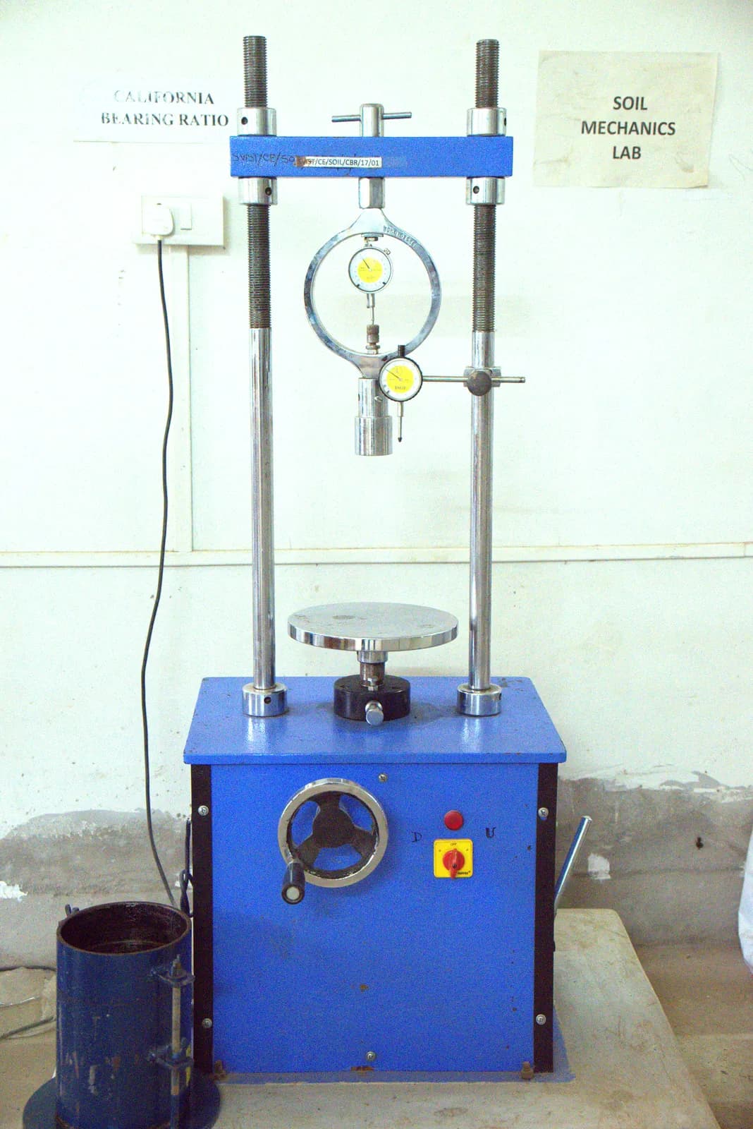 California Bearing Ratio (CBR) testing machine in the Soil Mechanics Laboratory at SVIST